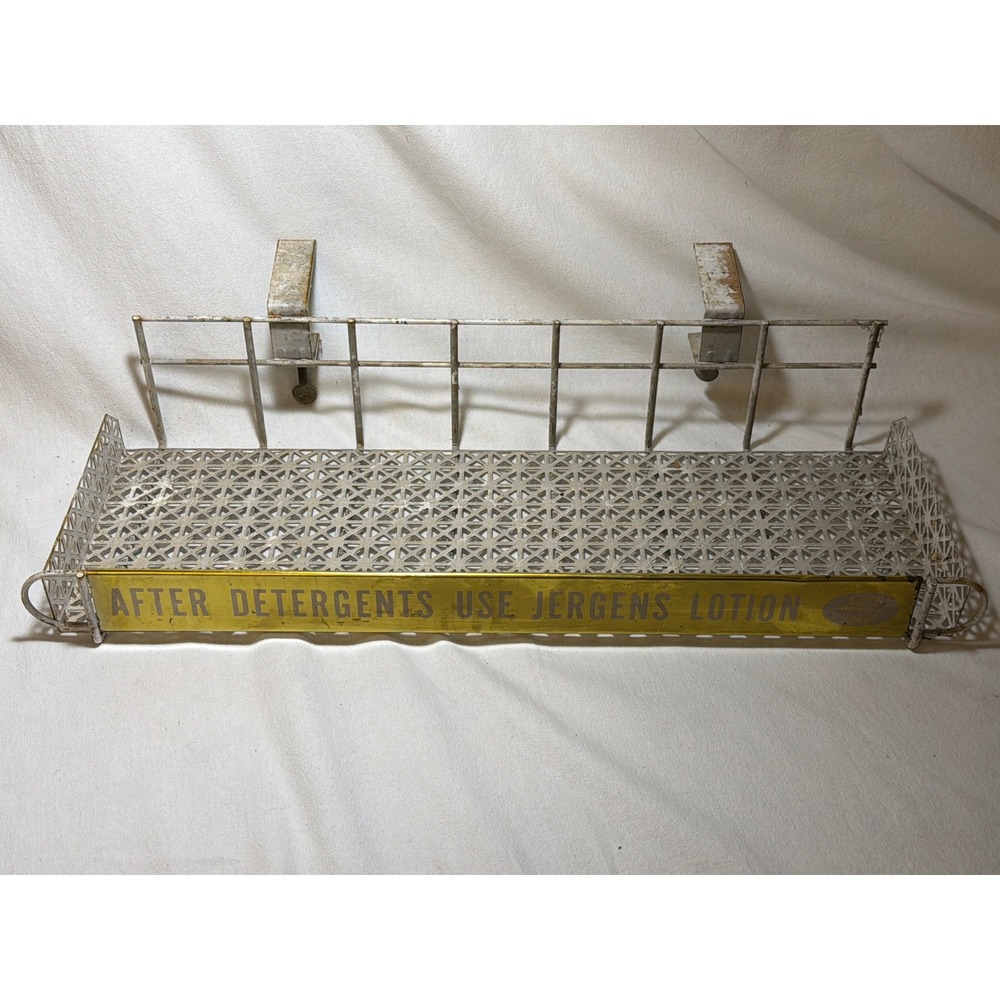 Vintage Jergens Lotion Advertising Store Display Rack Metal Wire Clamp Shelf